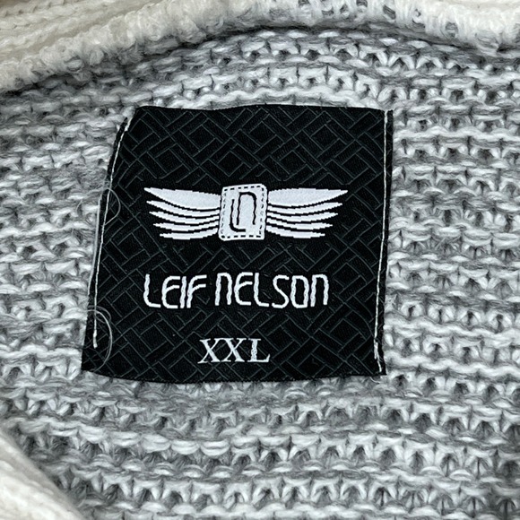 LEIF NELSON‎ Men's Gray White Marl Knit Sweater Zipper Collar Size XXL - Picture 4 of 8
